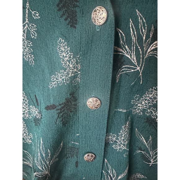 Lisa II Green Collared Vest Blouse Lightweight Casual Button Top L - Picture 2 of 6